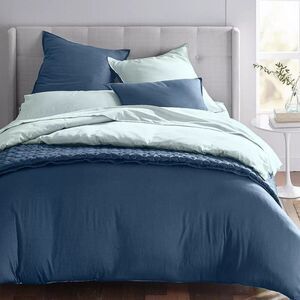 OAKE Reversible Cotton Tencel 3-Pc. Duvet Cover Set, Light Blue/Navy, King